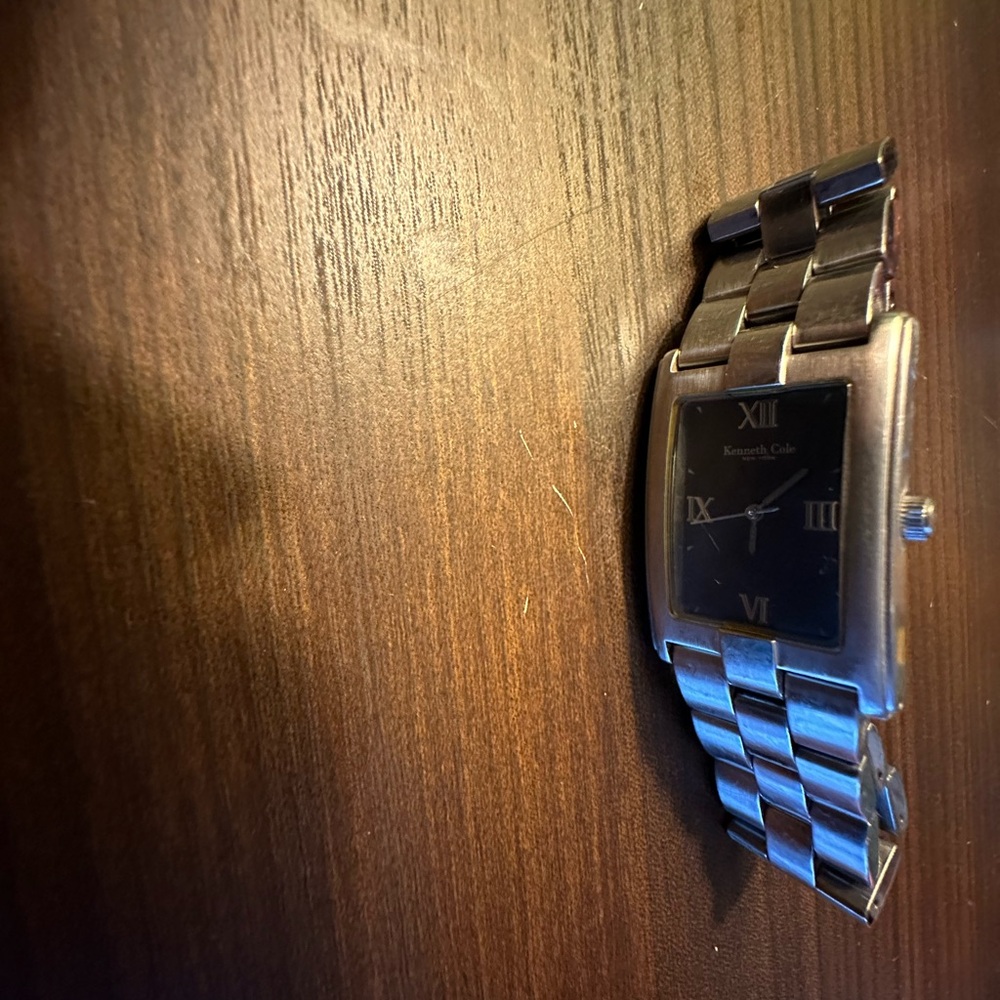 Kenneth Cole Rectangular Silver Watch With Black … - image 4